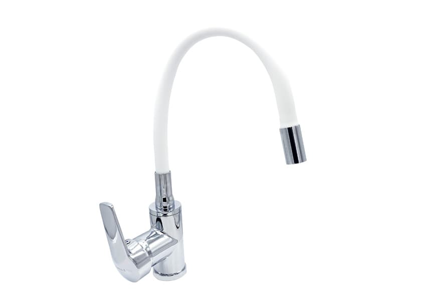 Смеситель для кухонной мойки MILLZ боковая ручка MZJ 71-DW-A182-40 WHITE гибкий белый гусак