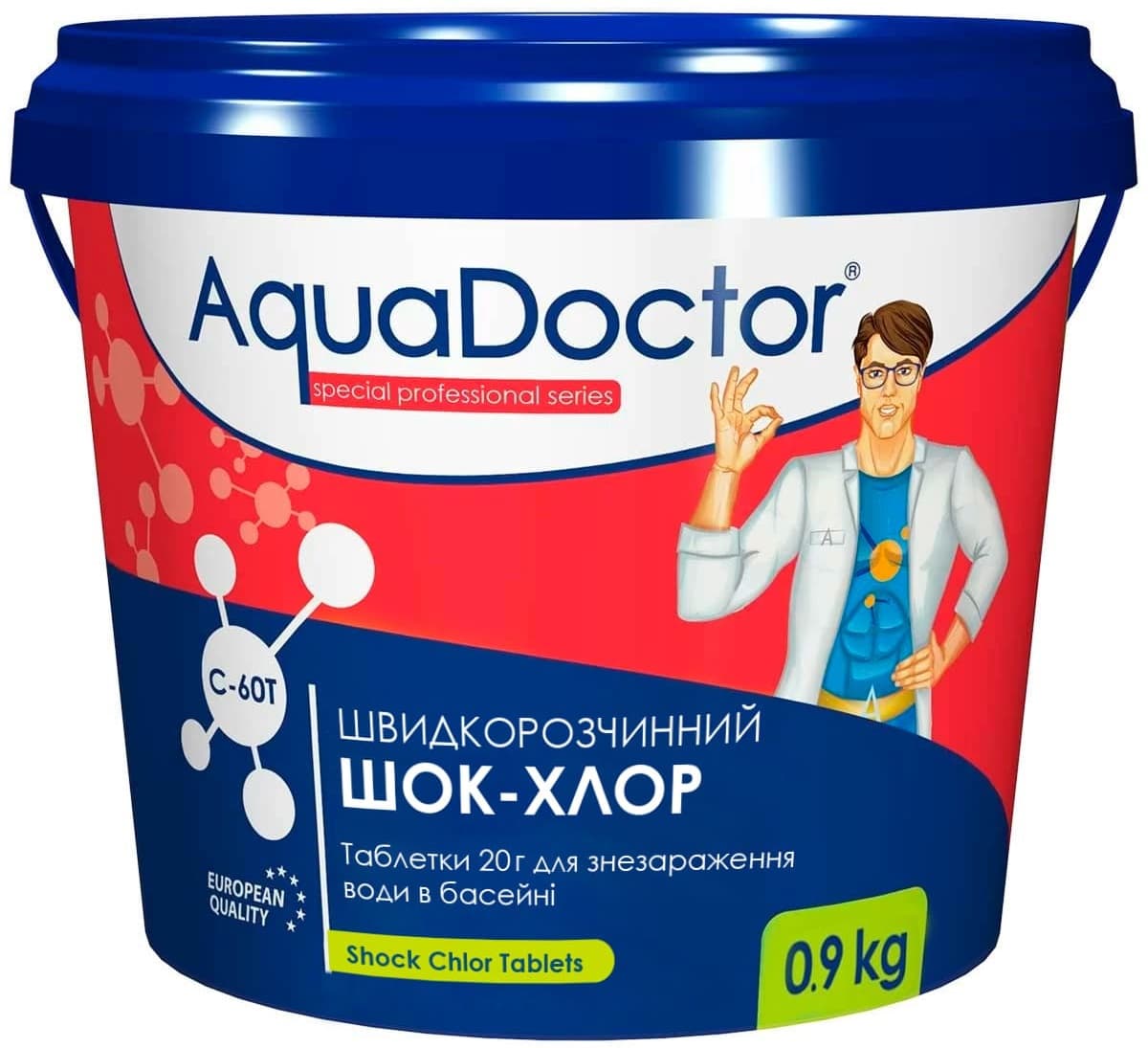 Шок-хлор для басейну AquaDoctor C-60T 0.9 кг в таблетках