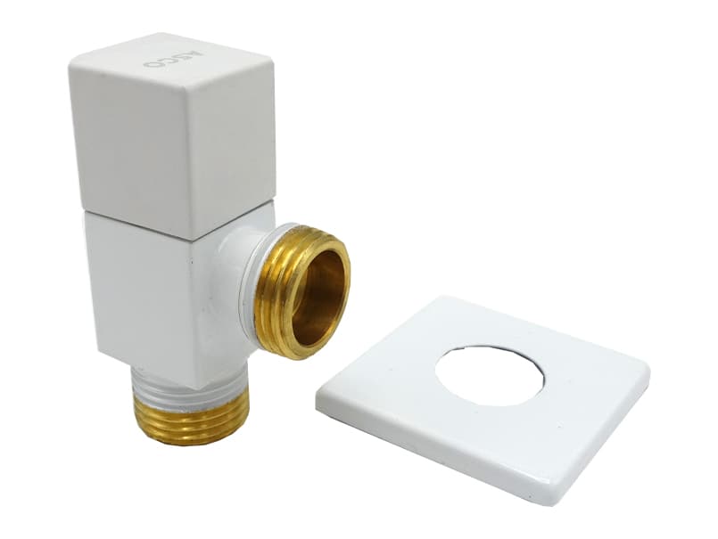 Кран кутовий для сантехприладів ASCO 1/2" х 1/2" Shinny White AS-AV-019