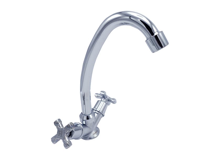 Смеситель для кухонной мойки MILLZ буксовый ручки-крестики MZA A7-C102 хром 2/20