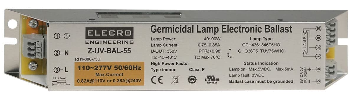 Баласт у зборі Elecro UF-55 Вт (дроти до: ламп, датчика протоку, лічильника годин) до SN134043