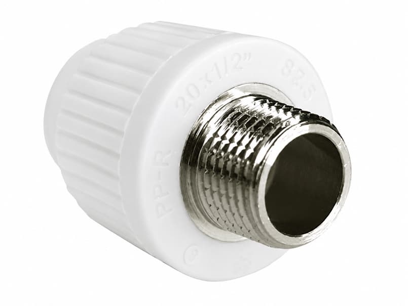 Муфта комбінована з зовнішньою pізьбою PPR Ø25x1/2" білий колір Grandi