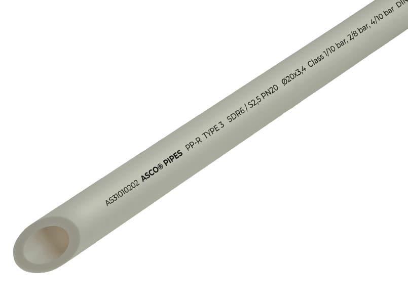 Труба PPR PN20 Ø75*12,5mm SDR 6.0/S2.5 серого цвета ASCO® 4/8
