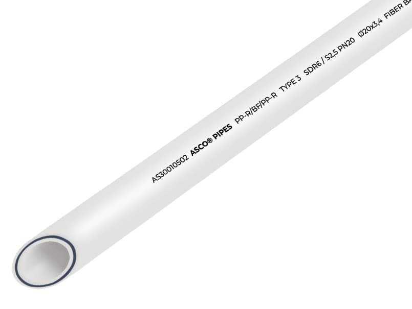 Труба PPR PP-RCT BASALT Ø50*8,3мм SDR 6.0/S2.5/PN20 білого кольору ASCO® 4/20м