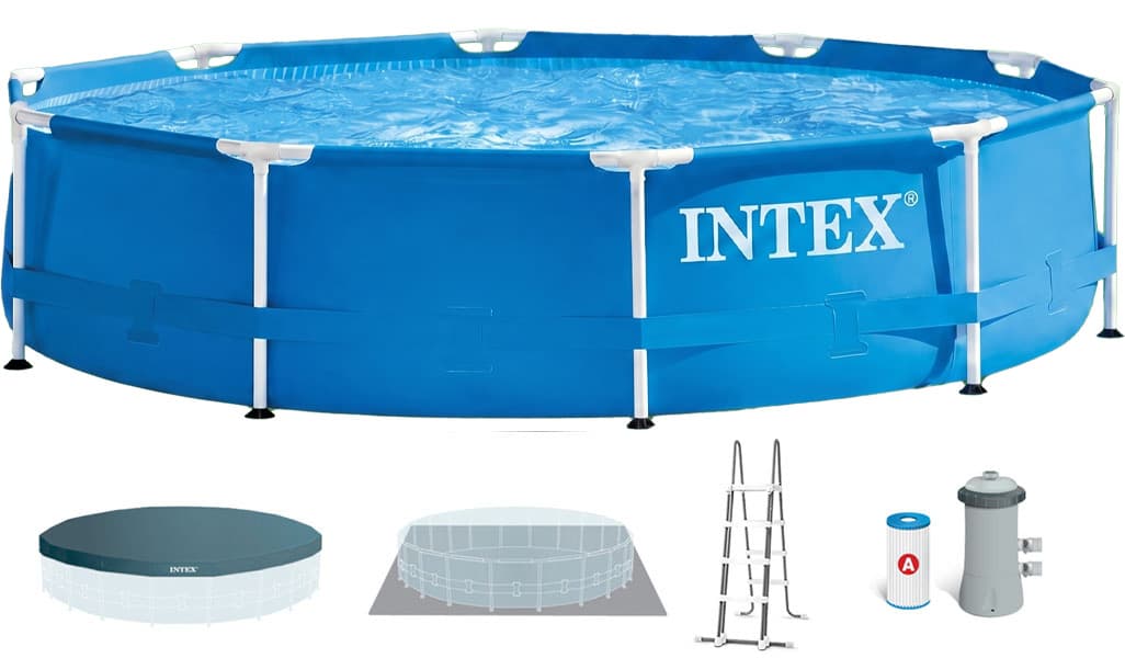 Каркасний басейн Intex 28242 (457х122 см) з картриджним фільтром, драбиною, підкладкою і тентом