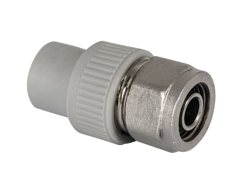 Перехідник комбінований 1v PPR Ø.20 / PEX 16х2 сірий колір (5/300шт) ASCO®