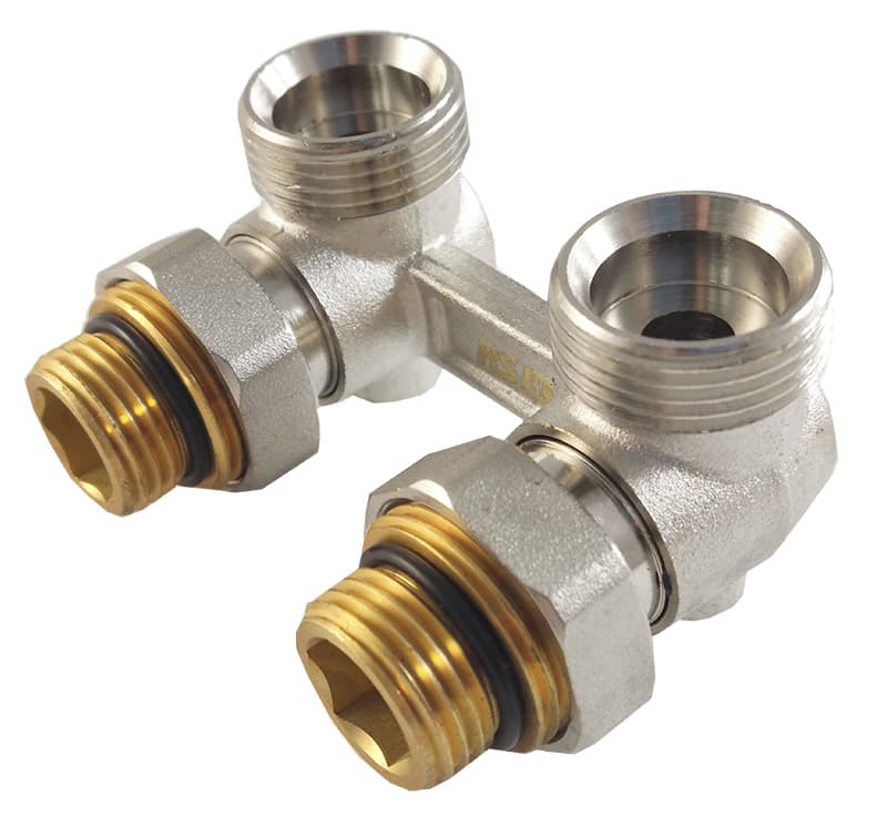 Узел для нижнего подключения радиатора 1/2"*3/4" угловой RS-k Italy 4/80