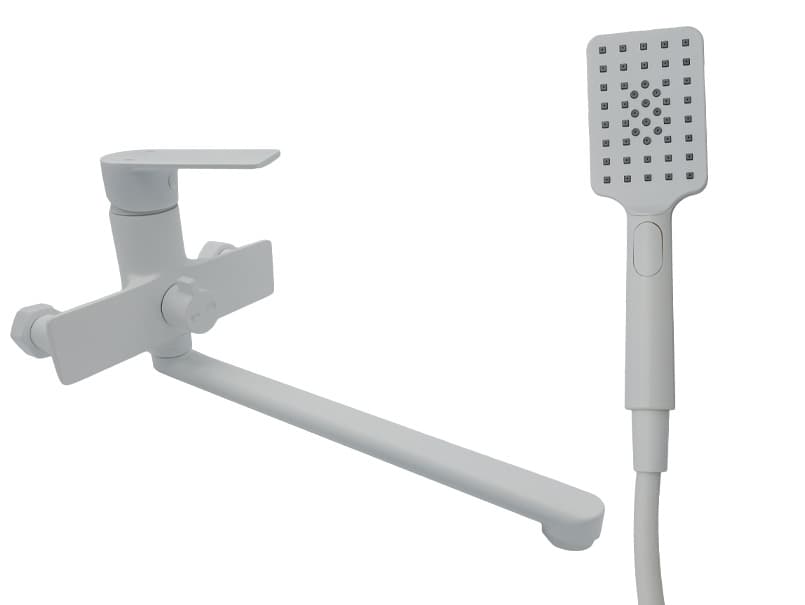 Смеситель для ванны длинный излив AIM белый DG01153 (frosted white)