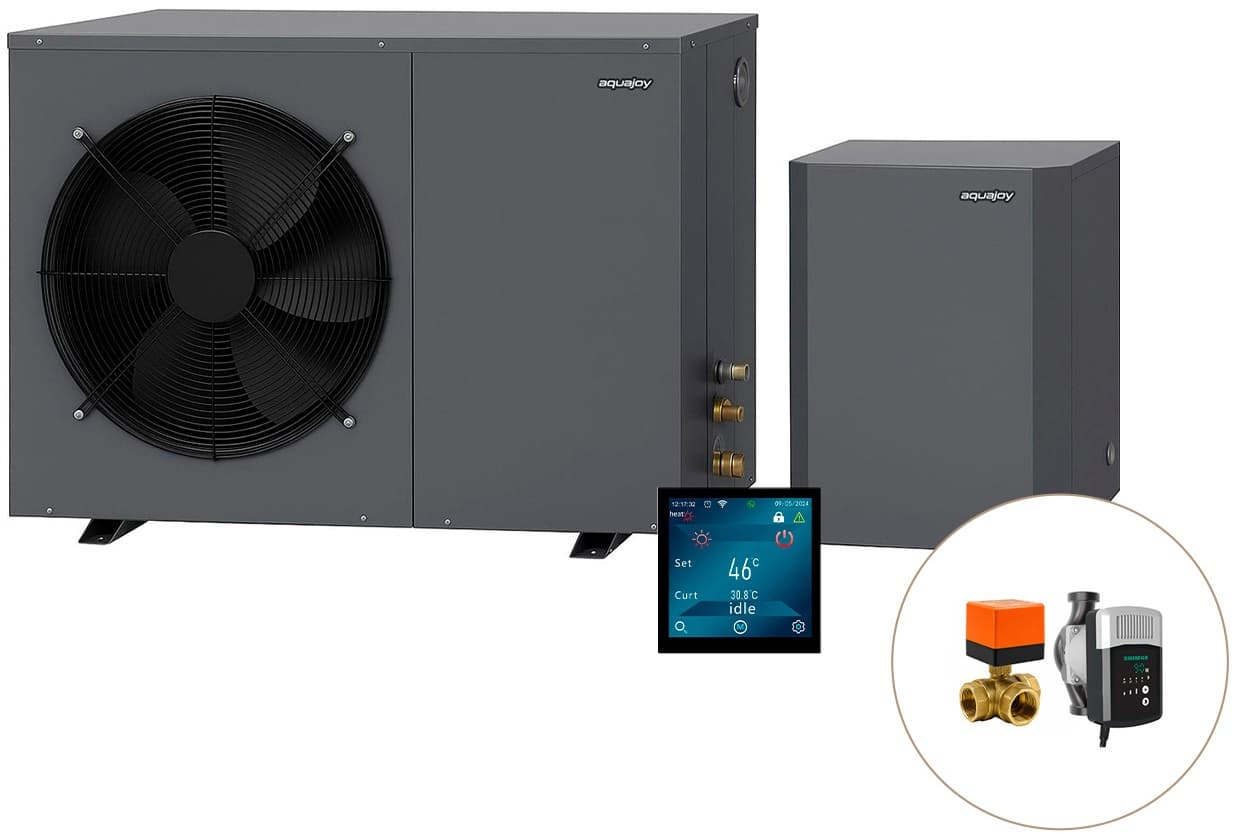 Інверторний тепловий насос для дому Aquajoy Comfort 7 (7 кВт), циркуляційний насос + триходовий клапан